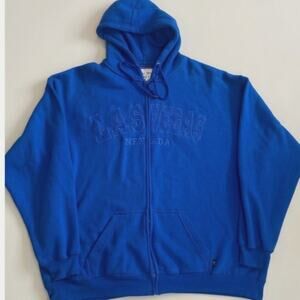 Pacific & Co. Las Vegas Nevada Embroidered Full Zip Hoodie Jacket Blue Men XXL